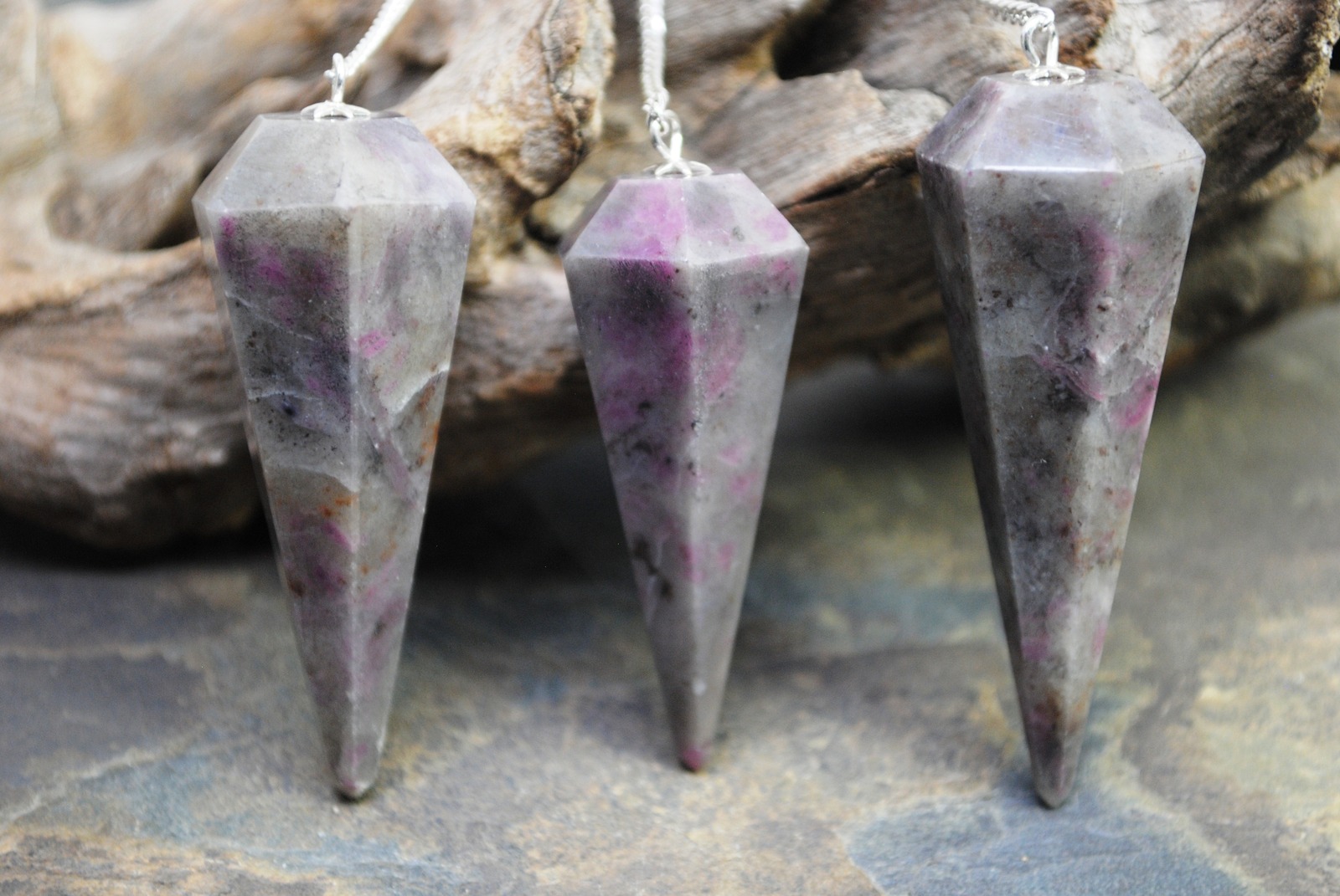 RUBY IN TOURMALINE QUARTZ PENDULUMS 4395